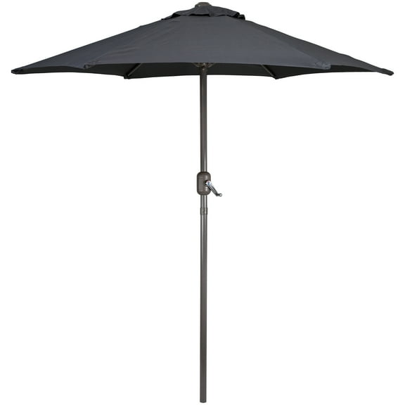 Northlight 7.5ft Outdoor Patio Market Umbrella with Hand Crank, Gray
