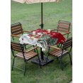 thumbnail image 3 of Outdoor Tablecloth with Umbrella Hole and Zipper, Red Snowman Christmas Square Table Cloth 60x60 Inch Waterproof Tablecloth, Snowflake Xmas Tree Green Picnic Table Cover for Patio Camping, 3 of 7