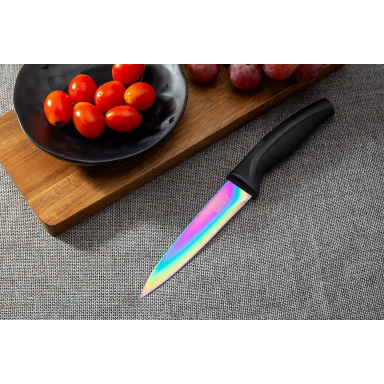 SiliSlick Stainless Steel Steak Knife Set of 6 - Rainbow Iridescent Blue  Handle - Titanium, 1 unit - Foods Co.