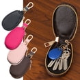 thumbnail image 3 of Pebbuoy Faux Leather Car Key Case with Hanging Buckle Keyring Chain Portable Remote Key Fob Holder Zipper Bag Protector Pouch Wallet, 3 of 7