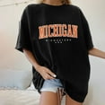 thumbnail image 2 of Honeeladyy Clearance under 10$ Michigan Midwestern USA Letter Shirt for Women Vintage Short Sleeve Tops Loose Summer Crewneck Casual Trendy Blouse, 2 of 5