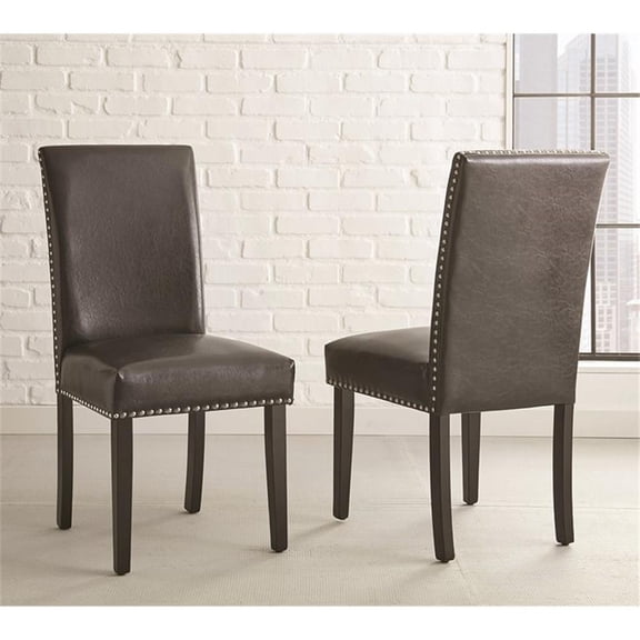 Bowery Hill Modern Upholstered Dining Side Chair in Black (Set of 2)