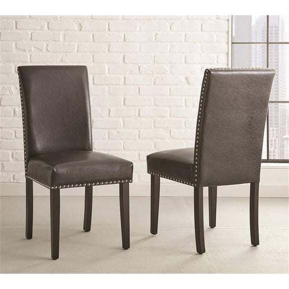 Verano Chaise Latérale de Salle à Manger Rembourrée en Similicuir Noire avec Fini Espresso