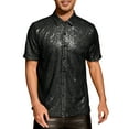 thumbnail image 5 of INSPIRE CHIC Sequin Shirts for Men's Glitter 70s Disco Shirt Button Down Short Sleeve Metallic Tops L Black, 5 of 6