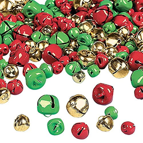 Set of 280 Multi Colored Black Duck Brand Christmas Jingle Bells 1/2' & 1/4' - Red,Green,Gold,Silver (280, Multi Color)