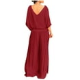 thumbnail image 2 of Timegard 2 Piece Sets for Women Plus Size V Neck 1/2 Sleeve Top Wide Leg Pants Flowy Casual Loose Outfits, 2 of 6