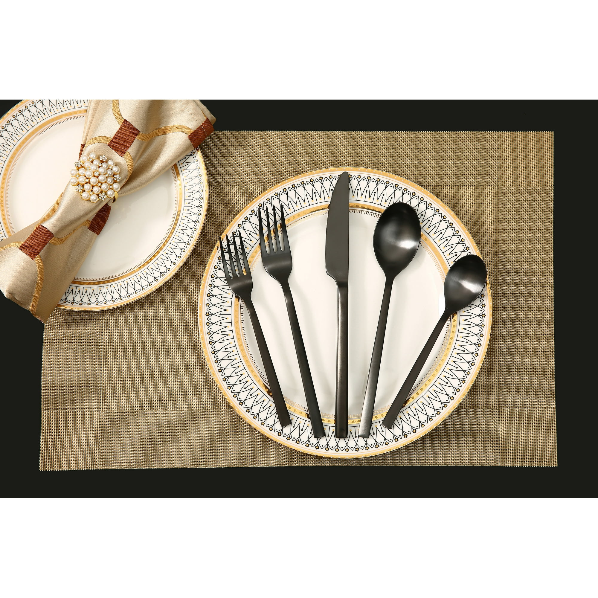 Better Homes & Gardens Holden 20-Piece Matte Black Stainless Steel Flatware Set (Service for 4 Adults)