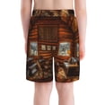 thumbnail image 3 of Cauagu Log Cabin Inside Print Swim Trunks for Men,Youth Boys Swim Shorts Compression Liner Beach Shorts Boys' Swimming Shorts 7-20 Years Bathing Suit-Small, 3 of 7