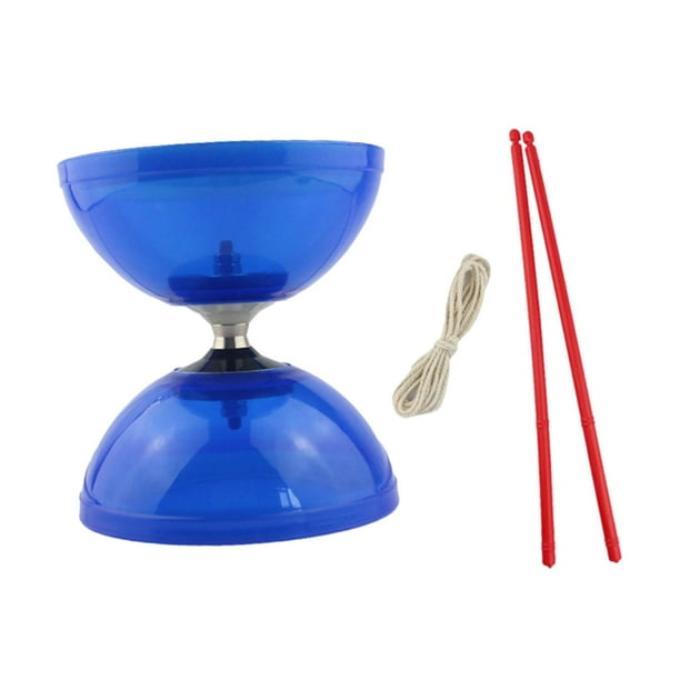 Juguete de diábolo con palos de diábolo, juguete de habilidad para niños principiantes y de alto rendimiento. azul