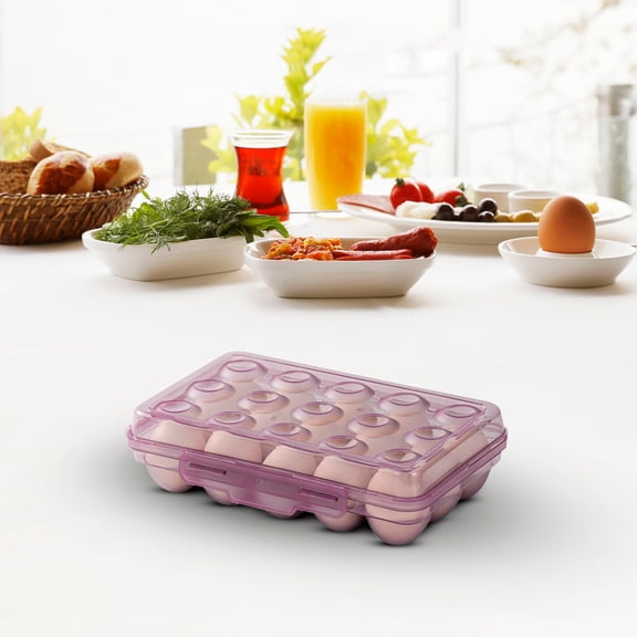 Stackable Egg Storage Container, Food Grade Plastic Refrigerator Organizer with Lid & Handle, Portable Fridge Bin for 12-18 Eggs, Clear