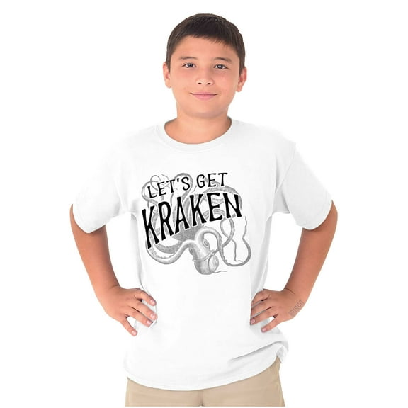Funny Lets Get Kraken Animal Pun Crewneck T Shirts Boy Girl Teen Brisco Brands S