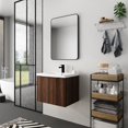 thumbnail image 2 of 24 inch Bathroom Vanity with Sink, Wall Mounted Floating Bathroom Vanity with Open Storage Cabinet, Built-in Soft Closing Doors, Floating Bathroom Vanity with Sink for Small Space, Bathroom, Walnut, 2 of 9