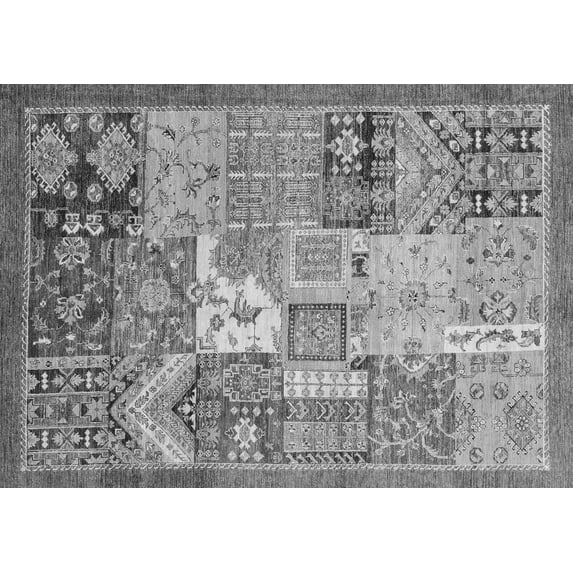 Ahgly Company Indoor Rectangle Abstract Gray Modern Area Rugs, 5' x 8'