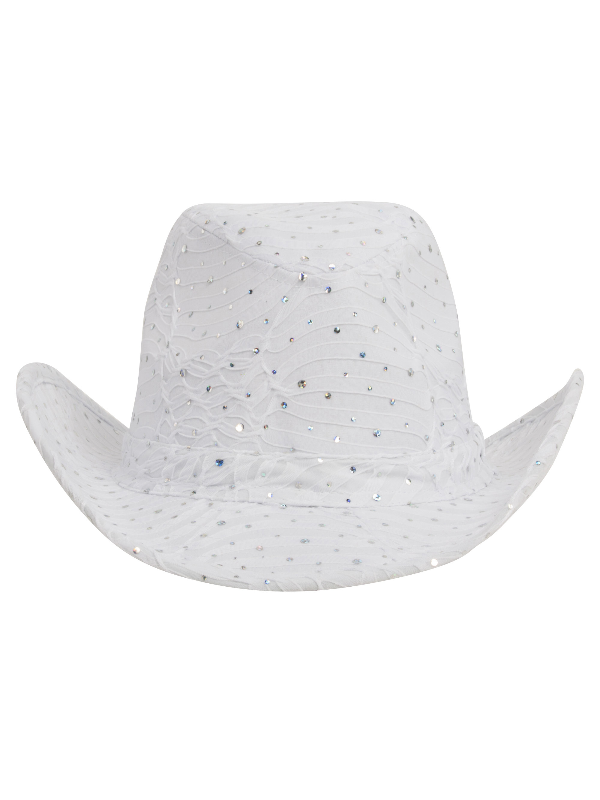 SS/Sophia Glitter Sequin Trim Cowboy Hat White