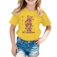 thumbnail image 1 of T-shirt d'Été à Manches Courtes Imprimé à Motif Animal pour Garçons et Filles, Col Rond, Jaune 130/8 Ans-10 Ans, 1 of 3