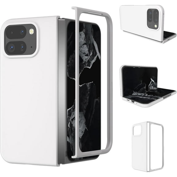 for Google Pixel 9 Pro Fold Case Compatible with MagSafe Slim Thin Hard PC Frosted Rugged Drop-Proof Shockproof Protective Case for Google 9 Pro Fold (White)