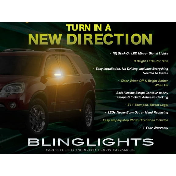 For GMC Acadia LED Side View Mirror Turnsignals Lights Turn Signals Lamps Mirrors Signalers