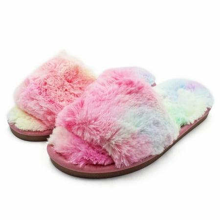 

LAVRA Womens Fuzzy Slides Faux Fur Slippers Sandals
