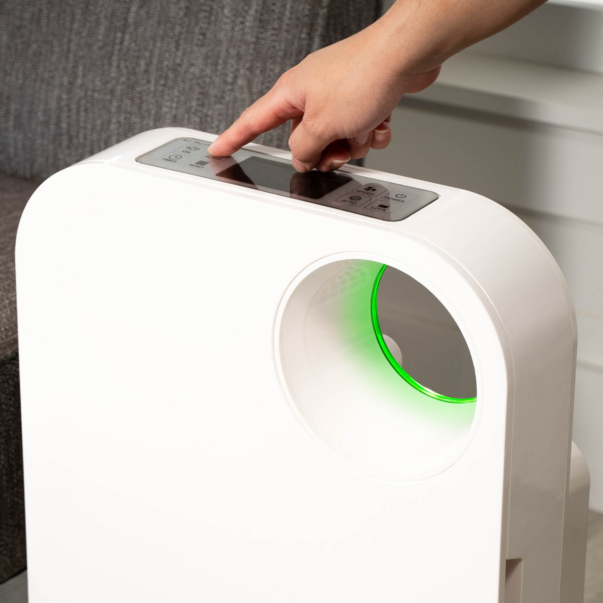 OVAL AIR 3-Stage H13 True HEPA 5-in-1 Air Purifier for Rooms up to 600 sq. ft. reduces Allergies, Asthma, Pets, Odor, Smoke, White, AIR1000A