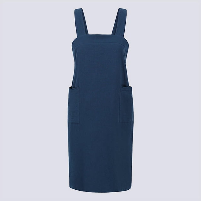 Vestido de mujer Sólido Lino Algodón Escote cuadrado Sin mangas Crossover Sin respaldo Dividir Mi Romacci Vestido