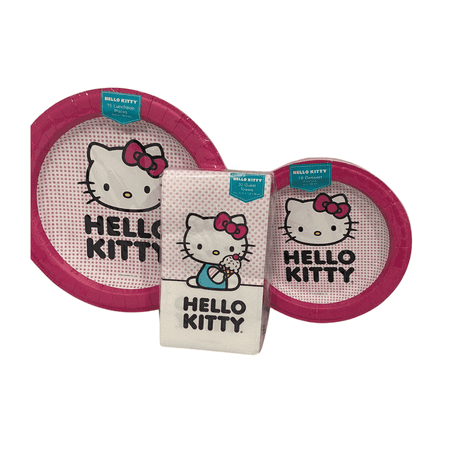 Hello Kitty Party Supplies Set – Includes Plates & Guest Towels (Luncheon + Dessert )