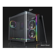 MONTECH, KING 95 PRO Dual-Chamber ATX Mid-Tower PC Gaming Case, High-Airflow, Toolless Panels, Sturdy Curved Tempered Glass Front, Six ARGB PWM Fan Pre-installed with Fan Hub, Black