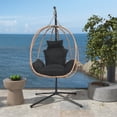 thumbnail image 2 of FKSLIFE Hanging Egg Chair with Leg Stand Indoor Outdoor Swing Egg Chair Hammock Basket Seat Chair with Cushion for Porch Balcony Garden Patio, 2 of 6