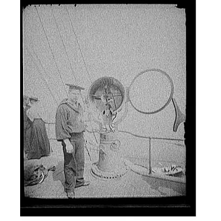 Historic Print, U.S.S. Texas, searchlight from Vizcaya replacing one destroyed in Battle of Santiago, 16" x 20"