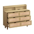 thumbnail image 6 of Resenkos Modern 6 Wide Drawer Long Dresser Chest of Drawers Wooden Dresser for Bedroom Brown, 6 of 9
