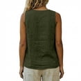 thumbnail image 5 of Womens Summer Tops Linen Embroidered Sleeveless Tops Casual V Neck Blouse Loose Green Plus Size Tank Tops for Women, 5 of 6