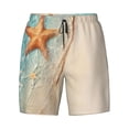 thumbnail image 4 of Lsque Mens Swim Trunks Starfish On The Sand Beach Pattern - Bathing Suit Compression Liner - Beach Swim Shorts Swimwear - (S-3XL) - Stretch Quick Dry -Large, 4 of 9
