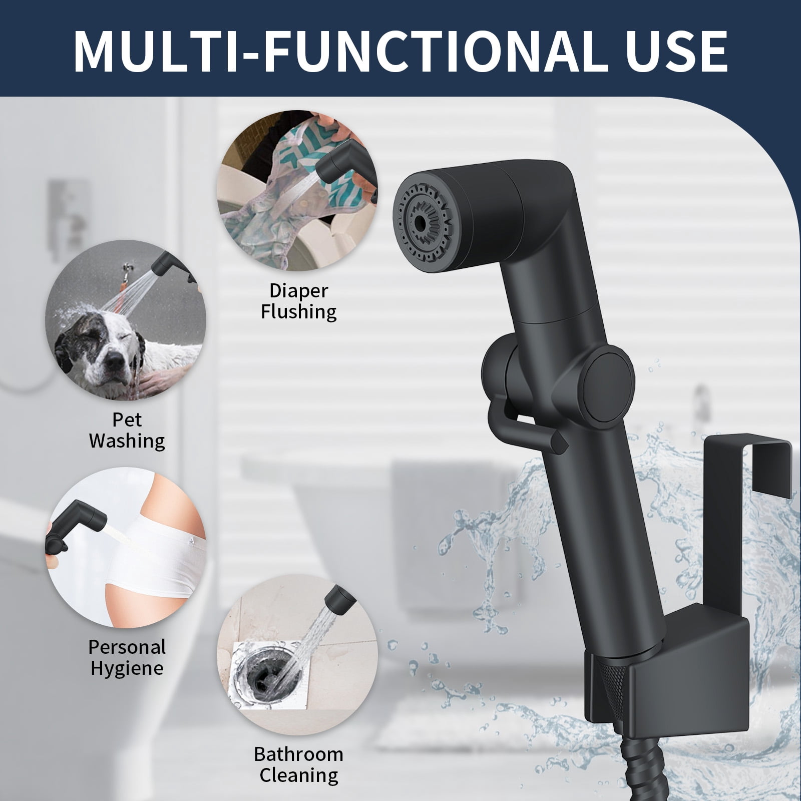 KAIYING Handheld Bidet Sprayer for Toilet, Baby Cloth Diaper Sprayer, Toilet Sprayer Attachment(Mate Black)