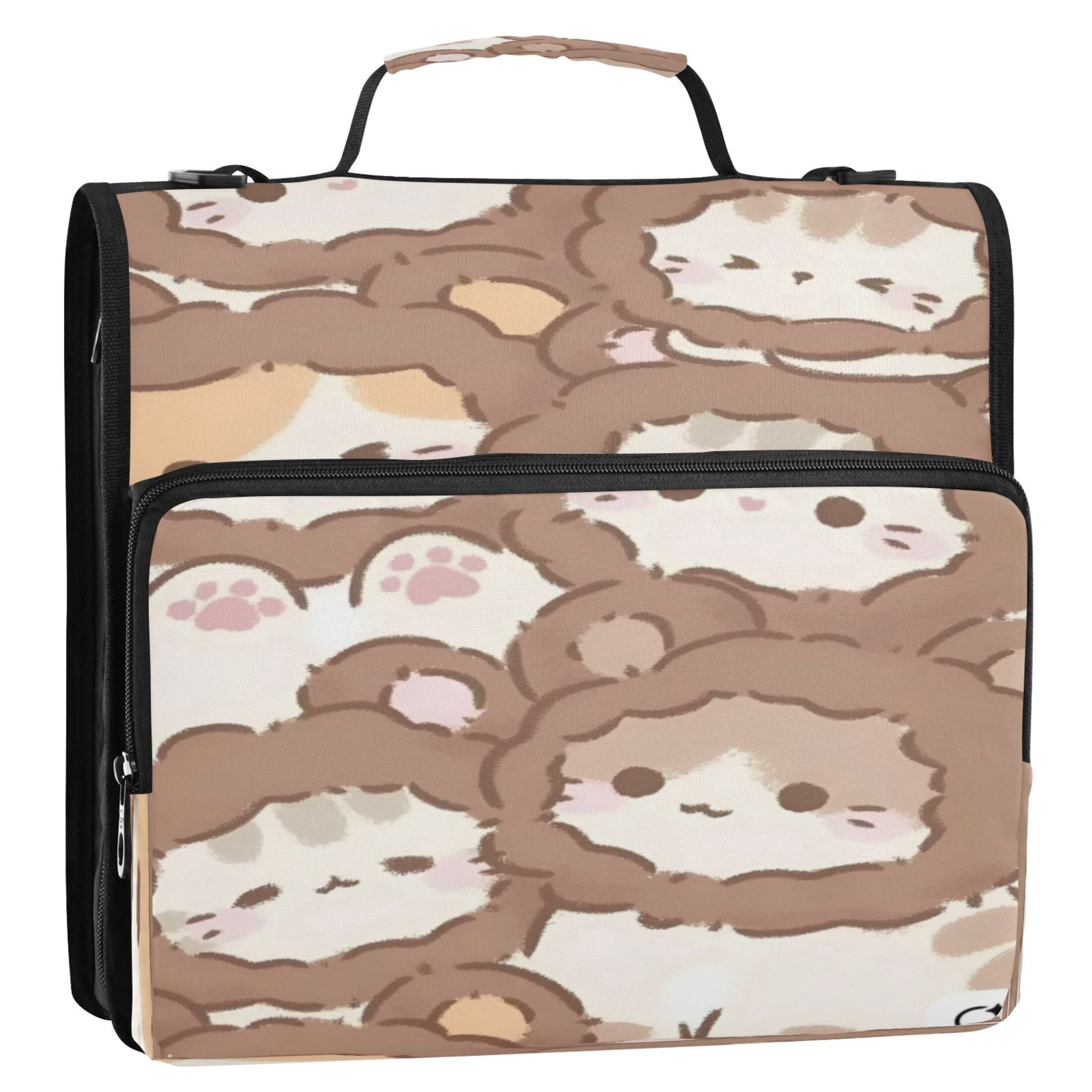 DIXRUYEE Zipper Binder trapper keeper Documents Organized Warm Whisker Huddle Printed