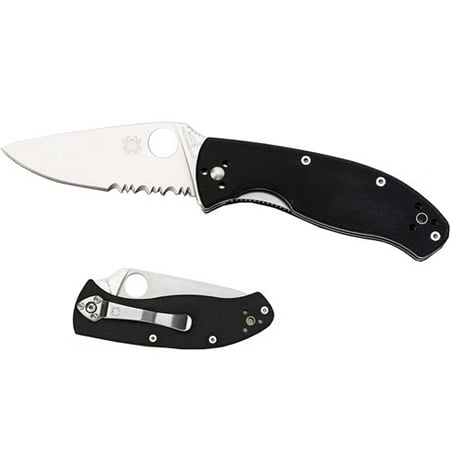 Spyderco Tenacious Black G-10 ComboEdge Folding Knife