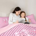 thumbnail image 4 of Feelyou Bow Letter G Bedding Comforter Set for Girls, Pink Stripes Line Full Bedding Set, Pink Reversible, 7 Pieces, 4 of 7