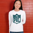 thumbnail image 4 of Philadelphia Shield Women's Long Sleeve T-shirt Birds Football Fan Bleed Green Philly, 4 of 7