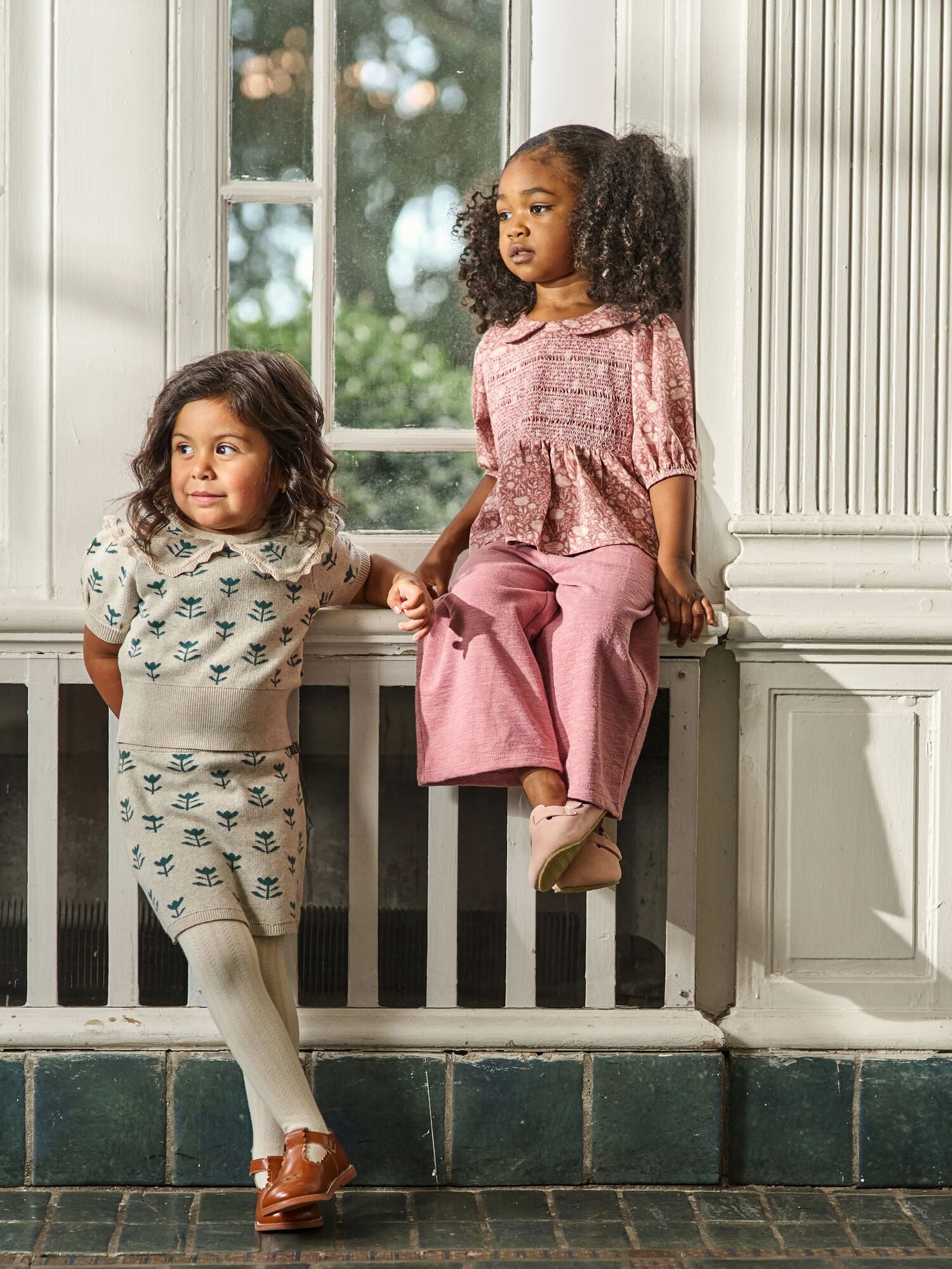 Modern Moments by Gerber Toddler Girl Top with Decorative Smocking Pant, 2-Piece, 12 Months - 5T