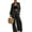 Black, variant on Szluipve Women Polka Dot 2 Piece Outfits Long Sleeve Button‑Down Shirt & Elastic Waist Wide Leg Pants Casual Beach Matching Set Black M