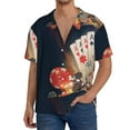 thumbnail image 3 of Disketp Men's Hawaiian Casino Poker Chips Print Shirts Button Down Holiday Beach Shirts-Large, 3 of 7