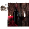 thumbnail image 4 of Red Rose Flowers and Wine Kitchen Window Valance, Red Wine Bottle Glass of Wine Candle and Roses on Wooden Background Rod Pocket Curtains, for Bedroom Living Room Kitchen Cafe 1 Panels W54xL18in, 4 of 4