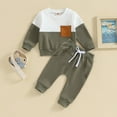 thumbnail image 2 of Winter Baby Boy Clothes Girl Fall Color Block Long Sleeve Elastic Waist 6 12 18 24 Months Everyday Outfit Set 2 Pcs Toddler Baby Boys Fall Winter Clothes Sweatshirt Pullover Tops + Joggers Pants Set, 2 of 7