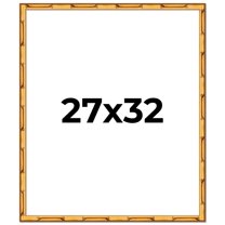 27x32 Frame Gold Bamboo Solid Wood Picture Frame | 1 Inch Moulding Width | Interior Frame Depth