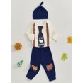 thumbnail image 2 of SUNSIOM Baby Boy Thanksgiving Outfit Fake Necktie Long Sleeve Rompers and Turkey Print Pants Hat Set Spring 3 Piece Clothes, 2 of 6