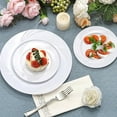 thumbnail image 5 of 350-Piece White Swirls Plastic Dinnerware Set for 50 Guests, Elegant Disposable Dinnerware for Party, Wedding. Includes 10.25" Dinner Plates, 6.5" Dessert Plates, Silverware, Napkins, Cups, 5 of 6