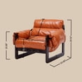 thumbnail image 5 of Ciphrias Lounge Chair, Retro Orange Oil Wax Leather Accent Chair with Removable Armrests Solid Wood Frame for Living Room Study Office, 5 of 8