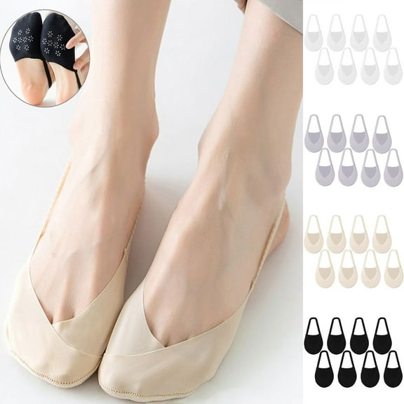 4 Pairs Women's Ballerina Socks Non Slip Lace Trim Boat Ankle Socks