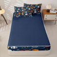 thumbnail image 4 of Erosebridal Cartoon Ball Sport Zipper Twin Comforter Sets with Fitted Sheet and 2 Pillowcases,Football Baseball Basketball Zipper Bedding Set For Boys,Navy Blue Reversible,4-Piece, 4 of 7