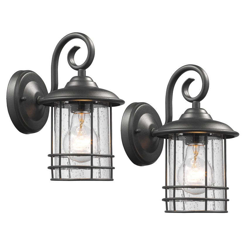 Chloe Transitional 1light Textured Black Outdoor Wall Lantern 2pack