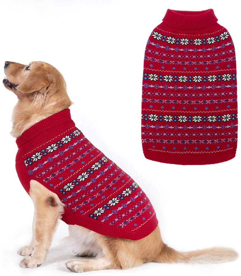 Pet Dog Warm Jumper Knit Sweater Clothes Puppy Cat Snowflake Knitwear Xmas Coat 