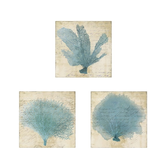 Great Art Now Blue Coral by Posters International Studio 3 Piece Print Art Set Each 12W x 12H